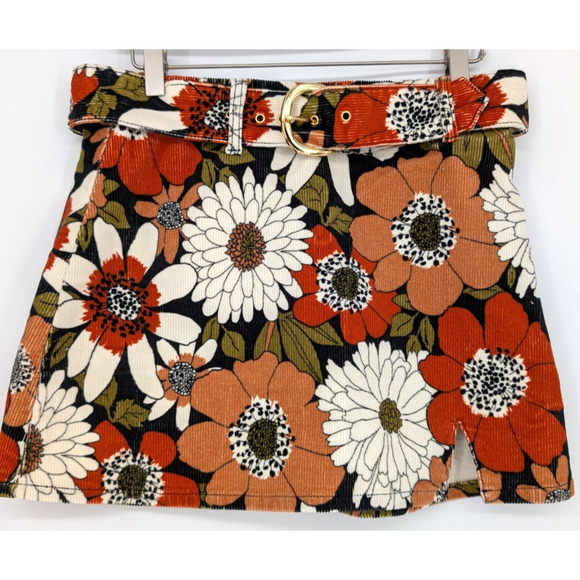 Show Me Your Mumu Tyra Belted Mini Skirt Hutton Floral Corduroy Retro Medium - Picture 3 of 10